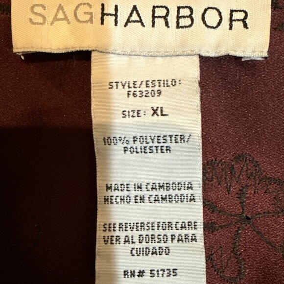 Sag Harbor Burgundy Floral Embroidered Faux Suede Button Up Top Women's XL - Picture 6 of 8